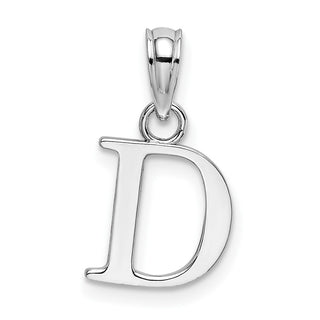 14k White Gold Polished D Block Initial Pendant