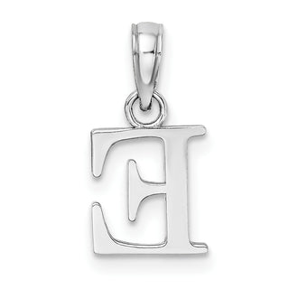 14k White Gold Polished E Block Initial Pendant