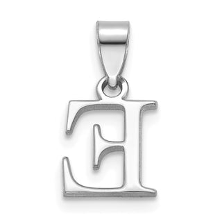 14k White Gold Polished E Block Initial Pendant
