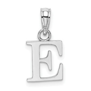 14k White Gold Polished E Block Initial Pendant