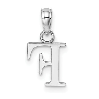 14k White Gold Polished F Block Initial Pendant