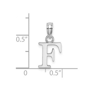 14k White Gold Polished F Block Initial Pendant