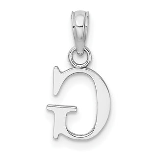 14k White Gold Polished G Block Initial Pendant