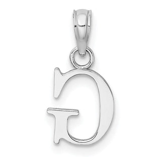 14k White Gold Polished G Block Initial Pendant