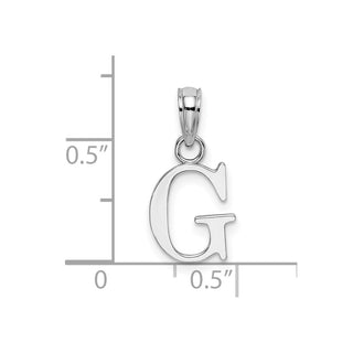 14k White Gold Polished G Block Initial Pendant