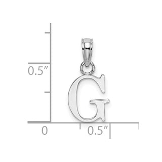 14k White Gold Polished G Block Initial Pendant