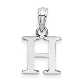 14k White Gold Polished H Block Initial Pendant