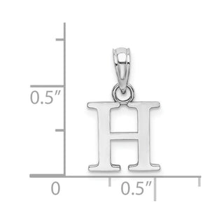 14k White Gold Polished H Block Initial Pendant