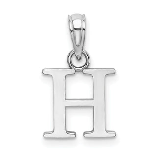 14k White Gold Polished H Block Initial Pendant