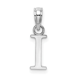 14k White Gold Polished I Block Initial Pendant