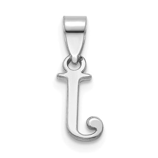 14k White Gold Polished J Block Initial Pendant