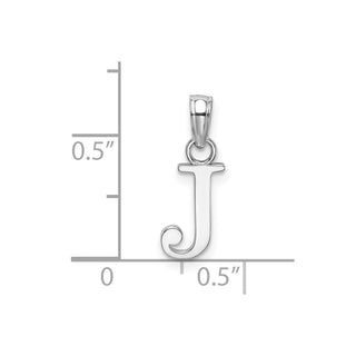 14k White Gold Polished J Block Initial Pendant