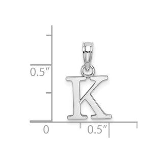 14k White Gold Polished K Block Initial Pendant
