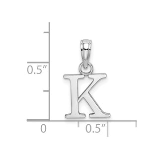 14k White Gold Polished K Block Initial Pendant