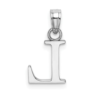 14k White Gold Polished L Block Initial Pendant