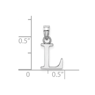14k White Gold Polished L Block Initial Pendant