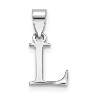 14k White Gold Polished L Block Initial Pendant