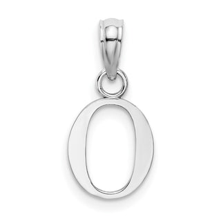 14k White Gold Polished O Block Initial Pendant