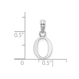 14k White Gold Polished O Block Initial Pendant