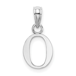 14k White Gold Polished O Block Initial Pendant