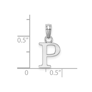 14k White Gold Polished P Block Initial Pendant