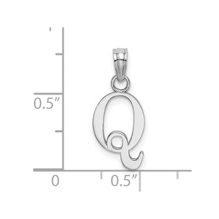 14k White Gold Polished Q Block Initial Pendant