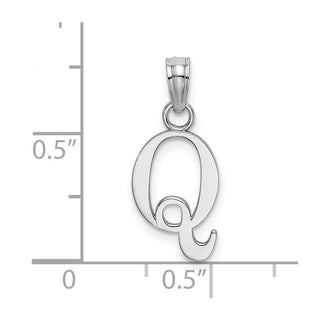14k White Gold Polished Q Block Initial Pendant