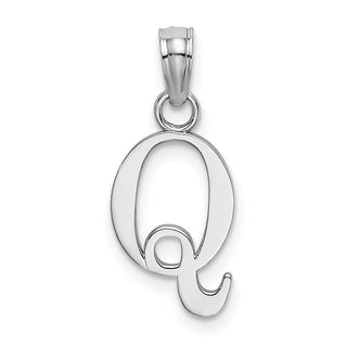 14k White Gold Polished Q Block Initial Pendant
