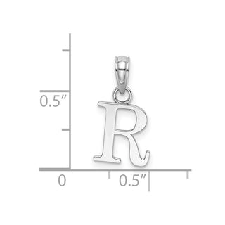 14k White Gold Polished R Block Initial Pendant