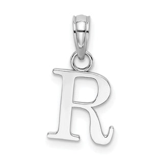 14k White Gold Polished R Block Initial Pendant