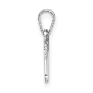 14k White Gold Polished T Block Initial Pendant