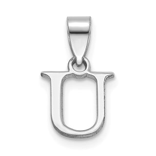 14k White Gold Polished U Block Initial Pendant