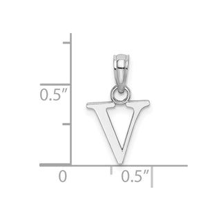 14k White Gold Polished V Block Initial Pendant