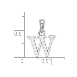 14k White Gold Polished W Block Initial Pendant