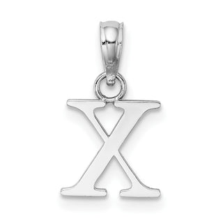14k White Gold Polished X Block Initial Pendant