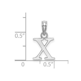 14k White Gold Polished X Block Initial Pendant