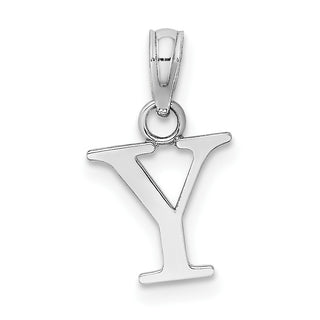 14k White Gold Polished Y Block Initial Pendant