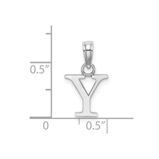 14k White Gold Polished Y Block Initial Pendant
