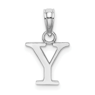 14k White Gold Polished Y Block Initial Pendant