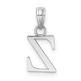 14k White Gold Polished Z Block Initial Pendant