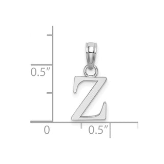 14k White Gold Polished Z Block Initial Pendant