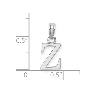 14k White Gold Polished Z Block Initial Pendant