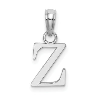 14k White Gold Polished Z Block Initial Pendant