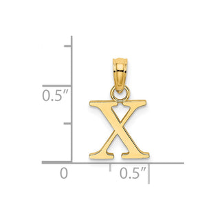 14k Yellow Gold Polished Block Letter X Initial Pendant