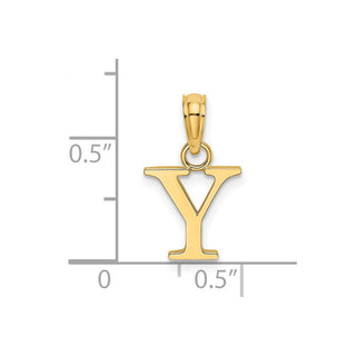 14k Yellow Gold Polished Block Letter Y Initial Pendant