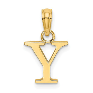 14k Yellow Gold Polished Block Letter Y Initial Pendant