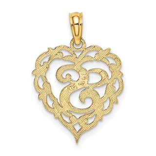 14k Yellow Gold S Script Initial In Heart Pendant