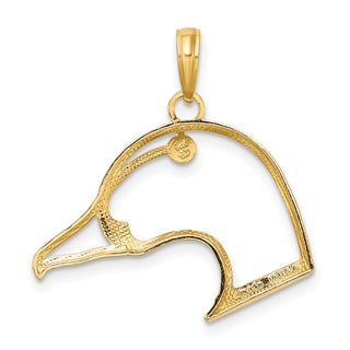 14k Yellow Gold Cut-Out and Beveled Duck Head Pendant