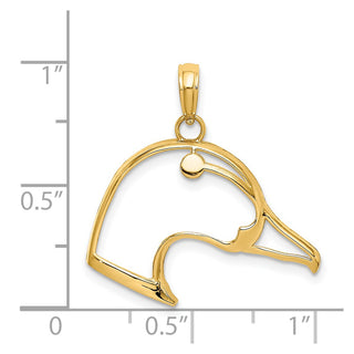 14k Yellow Gold Cut-Out and Beveled Duck Head Pendant