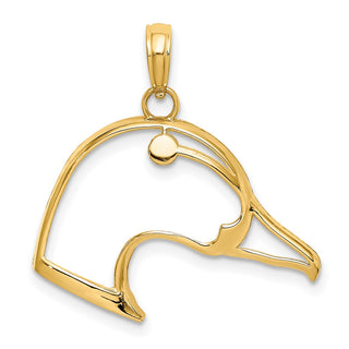 14k Yellow Gold Cut-Out and Beveled Duck Head Pendant